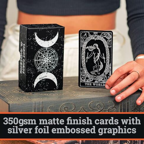 Prophet Silver Foil Tarot Cards Deck,78 Original Tarot Cards Fortune Telling Game with Guide Book for Beginners,Tarot Cards Standard Size4.75" x 2.76" (Black) in Kuwait