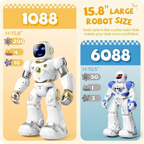 Ruko Smart Robot for Kids, Large Programmable Interactive STEM RC Robot, Voice Control and App Control, Gifts for Boys and Girls 4 5 6 7 8 9, Gold in Kuwait