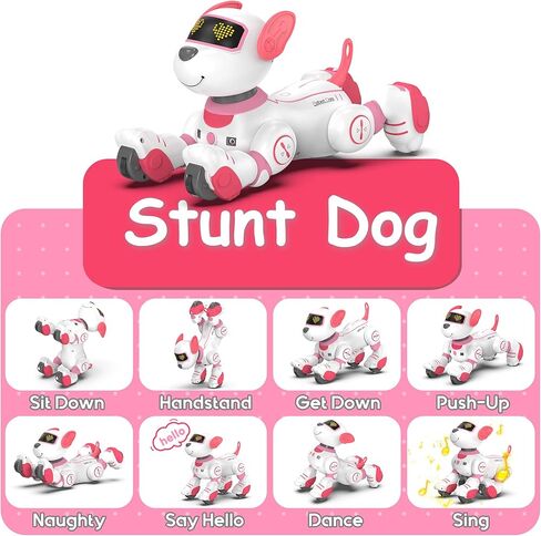 SONOMO Remote Control Robot Dog Toy, Interactive Robotic Puppy Toys - Fun and Programmable Stunt Robot Dog for Kids Ages 3-8 Pink (Pink) in Kuwait