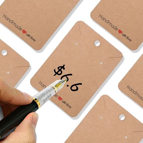 Femtindo 150 Pack Earring Cards for Jewelry Packaging DIY Earrings Holder Display Card with Bag for Studs Selling (Brown(Earring Card), 5x6.5cm) in Kuwait
