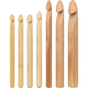 Coopay Large Wooden Crochet Hooks Ergonomic Crochet Hook Set 10-25 mm, 7PCS Inline Crochet Hooks Bamboo Crochet Kit for Beginner, Giant Wood Crochet Needles for Crocheting Chunky Yarn, Rugs, Blankets