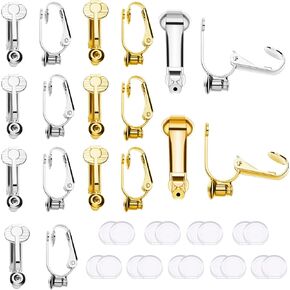 18 Pieces Clip-on Earrings Converter Components with Post for Non-Pierced Ears and Comfort Earring Pads