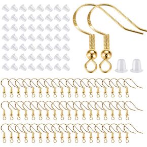 925 Sterling Silver Earring Hooks 200 PCS, Hypoallergenic Earring Hooks for Jewelry Making, Fish Hook Earrings Making Kit, DIY Earring Findings Jewelry Making Supplies, with 200 PCS Earring Backs
