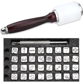 81 قطعة من أدوات ختم الجلود من TLKKUE، مجموعة أدوات ختم الجلود الحرفية مع 68 قطعة من طوابع أرقام الحروف ومطرقة مطاطية وإبرة كشتبان وأدوات ختم لمشروع صناعة الجلود بنفسك in Kuwait