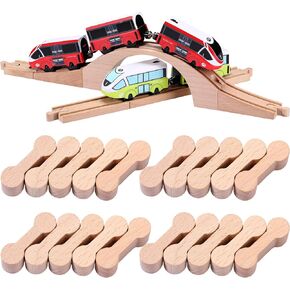 بوين 30 قطعة من موصلات مسار عظام الكلاب الخشبية، محول مسار قطار خشبي، قطع موصل قطار، مجموعة ملحقات المسار للمراهقين متوافقة مع مسار السكك الحديدية الخشبية in Kuwait