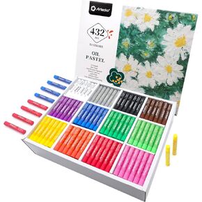 Artecho Oil Pastels Set of 48 Colors, Soft Oil Pastels for Art Painting, Drawing, Blending, Oil Crayons Pastels Art Supplies for Artists, Beginners, Students, Teachers(10x70mm)