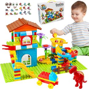 مكعبات بناء كبيرة من سويزيز ماربل رن، 187 قطعة، مسار سباق للأطفال، لعبة تعليمية STEM للأطفال من سن 3 إلى 8 سنوات، ألعاب عيد الميلاد للأولاد والبنات in Kuwait