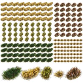 Redbaker 288 Pcs Static Grass Tuft Flower Cluster Vegetation Groups Self Adhesive Artificial Model Grass Tufts DIY Miniature Colorful Flower Cluster for Terrain Railway Scenery Table Landscape