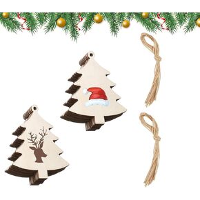 Pack of 20 Wooden Crafts Christmas Tree Hanging Ornaments Unfinished Wood Cutouts Christmas Decoration DIY Crafts with Cords (Wooden Angel Cutouts)