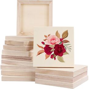 ABuff 15 Pack Wood Panels 6x6 Wood Panel Boards Unfinished Wood Canvas Boards for Painting, Square Wooden Panels for Painting Crafts, Pouring, Arts Use with Oils, Acrylics in Saudi Arabia