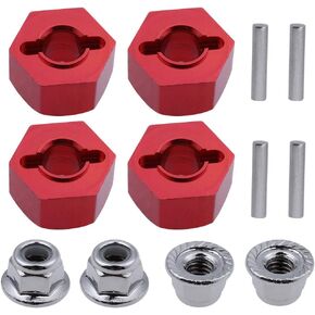 Hobbypark Aluminum 12mm Hex Wheel Hubs(4) & Flanged M4 Lock Nuts(4) Replacement of 1654 3647 for Traxxas 1/10 Slash 4x4 RC Car (Navy Blue)