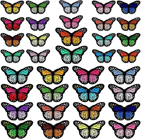 20pcs Butterfly Iron on Patches, 2 Size Embroidered Sew Applique Repair Patch in Kuwait