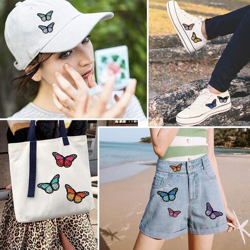 20pcs Butterfly Iron on Patches, 2 Size Embroidered Sew Applique Repair Patch in Kuwait