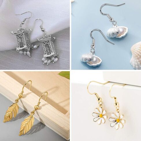 925 Sterling Silver Earring Hooks 200 PCS, Gold Earring Hooks for Jewelry Making, Hypoallergenic Fish Hook Earrings Making Kit, DIY Earring, with 200PCS Earring Backs and 200PCS Jump Rings in Saudi Arabia