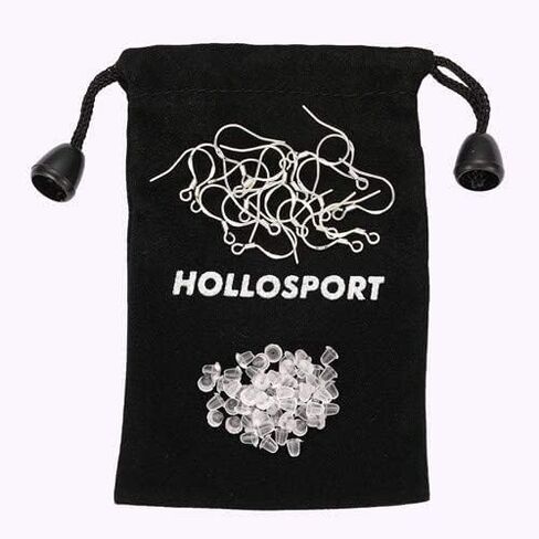 Hollosport 925 أقراط من الفضة الإسترلينية 12 زوجًا لصنع المجوهرات بنفسك مع 50 زوجًا من الأقراط المصنوعة من السيليكون in Kuwait