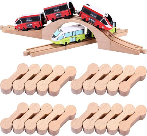 بوين 30 قطعة من موصلات مسار عظام الكلاب الخشبية، محول مسار قطار خشبي، قطع موصل قطار، مجموعة ملحقات المسار للمراهقين متوافقة مع مسار السكك الحديدية الخشبية in Kuwait