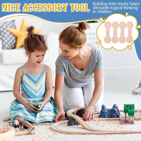 بوين 30 قطعة من موصلات مسار عظام الكلاب الخشبية، محول مسار قطار خشبي، قطع موصل قطار، مجموعة ملحقات المسار للمراهقين متوافقة مع مسار السكك الحديدية الخشبية in Kuwait