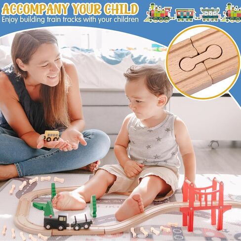 بوين 30 قطعة من موصلات مسار عظام الكلاب الخشبية، محول مسار قطار خشبي، قطع موصل قطار، مجموعة ملحقات المسار للمراهقين متوافقة مع مسار السكك الحديدية الخشبية in Kuwait