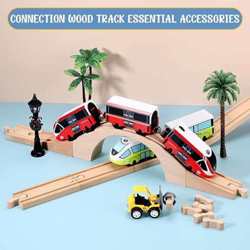 بوين 30 قطعة من موصلات مسار عظام الكلاب الخشبية، محول مسار قطار خشبي، قطع موصل قطار، مجموعة ملحقات المسار للمراهقين متوافقة مع مسار السكك الحديدية الخشبية in Kuwait
