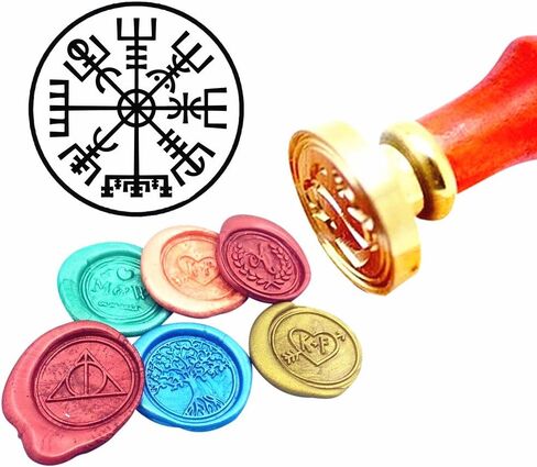 Kooer Viking Rune Vegvisir Wax Seal Stamp Custom Viking Rune Sealing Wax Stamp Vegvisir Wax Stamp Custom Wedding Invitation in Kuwait