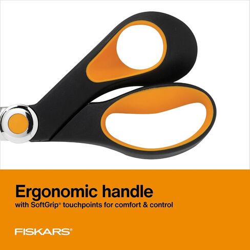 مقص قماش Fiskars RazorEdge SoftGrip - مقص ذو شفرات 8 بوصات شديد التحمل مع مقبض مريح وشفرة منحنية - أسود/برتقالي in Saudi Arabia