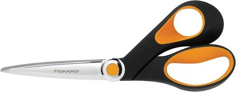 مقص قماش Fiskars RazorEdge SoftGrip - مقص ذو شفرات 8 بوصات شديد التحمل مع مقبض مريح وشفرة منحنية - أسود/برتقالي in Saudi Arabia