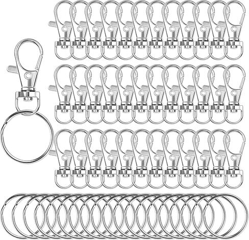 100 قطعة ممتازة من الحبال الدوارة مع حلقات مفاتيح، خطافات معدنية لحلقات المفاتيح من أجل صناعة حلقات المفاتيح من الحبل القصير in Kuwait