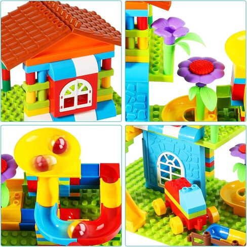 مكعبات بناء كبيرة من سويزيز ماربل رن، 187 قطعة، مسار سباق للأطفال، لعبة تعليمية STEM للأطفال من سن 3 إلى 8 سنوات، ألعاب عيد الميلاد للأولاد والبنات in Kuwait