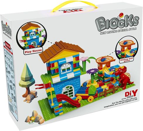 مكعبات بناء كبيرة من سويزيز ماربل رن، 187 قطعة، مسار سباق للأطفال، لعبة تعليمية STEM للأطفال من سن 3 إلى 8 سنوات، ألعاب عيد الميلاد للأولاد والبنات in Kuwait