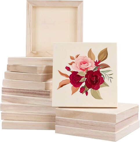 ABuff 15 Pack Wood Panels 6x6 Wood Panel Boards Unfinished Wood Canvas Boards for Painting, Square Wooden Panels for Painting Crafts, Pouring, Arts Use with Oils, Acrylics in Saudi Arabia