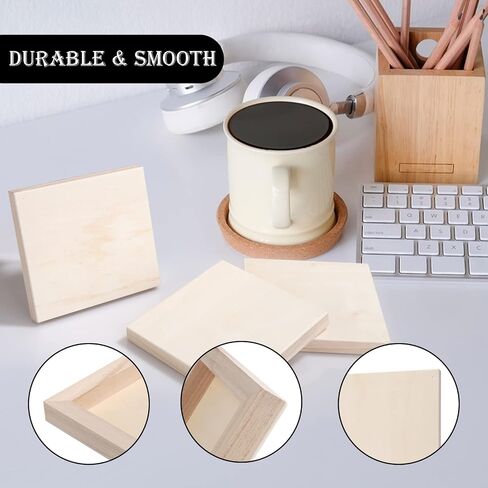 ABuff 15 Pack Wood Panels 6x6 Wood Panel Boards Unfinished Wood Canvas Boards for Painting, Square Wooden Panels for Painting Crafts, Pouring, Arts Use with Oils, Acrylics in Saudi Arabia