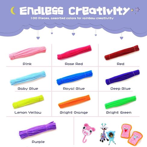 Glitter Creative Arts Chenille Stem Class Pack,6 mm x 12 Inch, Pack of 100 (Blue) in Kuwait