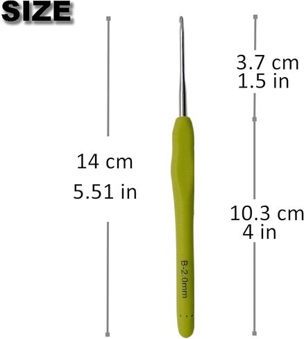 خطافات كروشيه كريم مافن 2 مم بمقابض مريحة للأيدي المصابة بالتهاب المفاصل. خطاف كروشيه طويل جدًا لجميع أنواع المطاط والخيوط (2 مم) in Kuwait