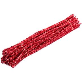 ccHuDE 200 Pcs Shiny Chenille Stems Glitter Pipe Cleaners Metallic Tinsel Stems for Christmas DIY Arts and Crafts Red