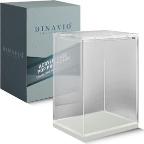 Dinavio Crafthouse Acrylic Display Case Pop Protector Compatible with Funko POP! - 4" Inch Vinyl Figures - Extra Thick 4mm Crystal Clear Acrylic (Blue Base)