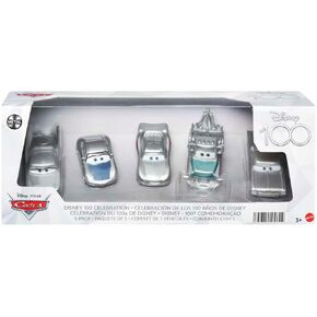 Mattel Disney 100 Celebration Mattel Disney Pixar Cars Toy Cars Diecast Vehicles 5-Pack, 1:55 Scale, for Kids and Collectors