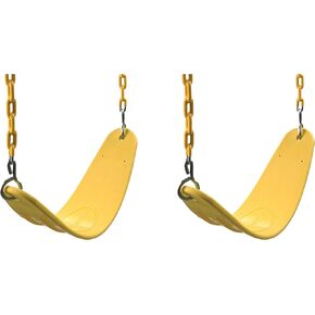 مجموعة مقاعد أرجوحة شديدة التحمل من Swing-N-Slide WS 4772، متأرجحة للملعب في الهواء الطلق مع سلاسل مطلية وروابط سريعة، أصفر، عبوة من قطعتين in Kuwait