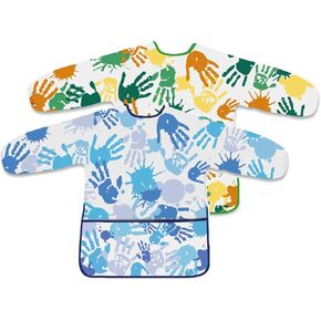 2 Pcs Kids Art Smock Painting Toddler Smock Long Sleeve with 3 Pockets for Kids Art Painting Activity Kitchen Crafts (Pink, Red) in Saudi Arabia