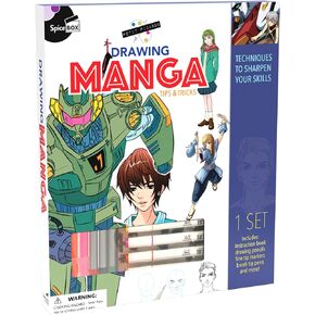 SpiceBox Learn How to Draw Anime Manga Cartoon Drawing Book Kit for Kids Beginners with Art Supplies, Children's Young Artist Arts and Crafts Activity Set