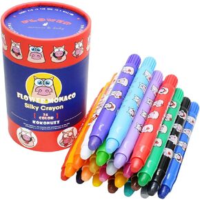 Lebze 12 Colors Kids Crayons, Non Toxic Silky, Jumbo Washable Coloring Tool, Large Size for Children, Safe Art School Supplies for Boys & Girls Flower Monaco in Saudi Arabia