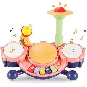 Aomola Toddler Musical Instrument Toys, Kids Drum Set, Percussion, Maraca, Tambourine, Flute, Harmonica, Trumpet, Rattle, Educational Musical Toys Kit, Learning Gift for Boys Girls in Kuwait