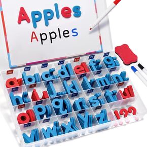 Gamenote Classroom Magnetic Letters Kit 234 Pcs with Double-Side Magnet Board - Foam Alphabet Letters for Kids Spelling and Learning