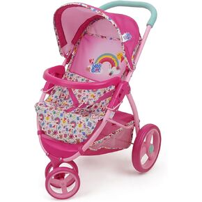 Baby Alive: Doll Jogging Stroller - Pink & Rainbow - Fits Dolls Up to 24", Retractable Canopy, Front Bumper Bar, Swivel Wheels, Safety Harness, Pretend Play for Kids Ages 3+