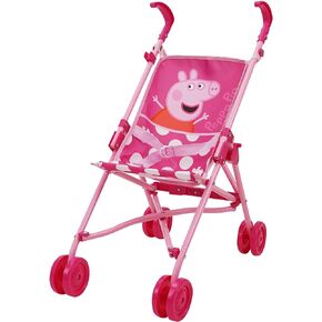 Peppa Pig: Doll Umbrella Stroller - Pink & White Dots - Fits Dolls Up to 24", Easy to Fold for Storage & Travel, for Dolls Plushes-Stuffed Animals, Pretend Play for Kids Ages 3+ in Saudi Arabia