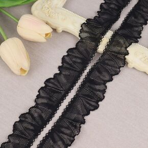 Stretch Lace Trim, 15 Yards Black Elastic Lace Ribbon Floral Lace Edge Trim for DIY Crafts, Wedding Decoration, Gift Wrapping