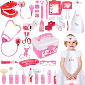Gifts2U Doctor Kit for Kids, 28 Pieces Pretend Play Educational Toy Doctor Kit, Medical Kit with Sethoscope Doctor Playset for for Girls Ages 3-6