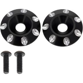 2PCS Metal Rear Wing Buttons Washer,Universal Rear Fixed Tail Protection Spacer/Gasket Compatible with 1/8 RC Off Road Short Truck Buggy Racing Car(Black)