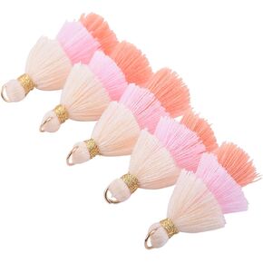 KONMAY 10pcs 1.4''(3.5cm) Tiny Tri-Layered Tassels with Gold Jump Ring for Jewelry Making, Clothing in Kuwait