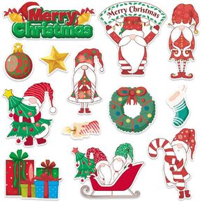 Hying 48 PCS Christmas Cutouts Xmas Tree Santa Bulletin Board Set Christmas Snowman Cutout Decorations Winter Holiday Cutouts Cardstock Paper Cut-Outs for Classroom Chalkboard Christmas Decorations