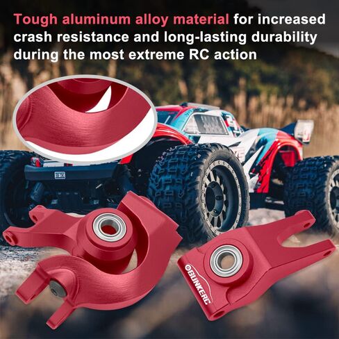 OGUNKE RC Aluminum Front Steering Block&Caster Block and Rear Hub with Ball Bearings Upgrade Parts for 1/10 Arrma Senton Granite Typhon BigRock (Blue) in Kuwait